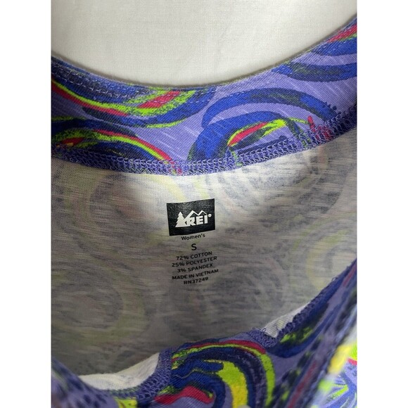 REI Dress Size Small Casual Stretch Blue Green Swirl Circles Artsy Tank Dress - Picture 4 of 8